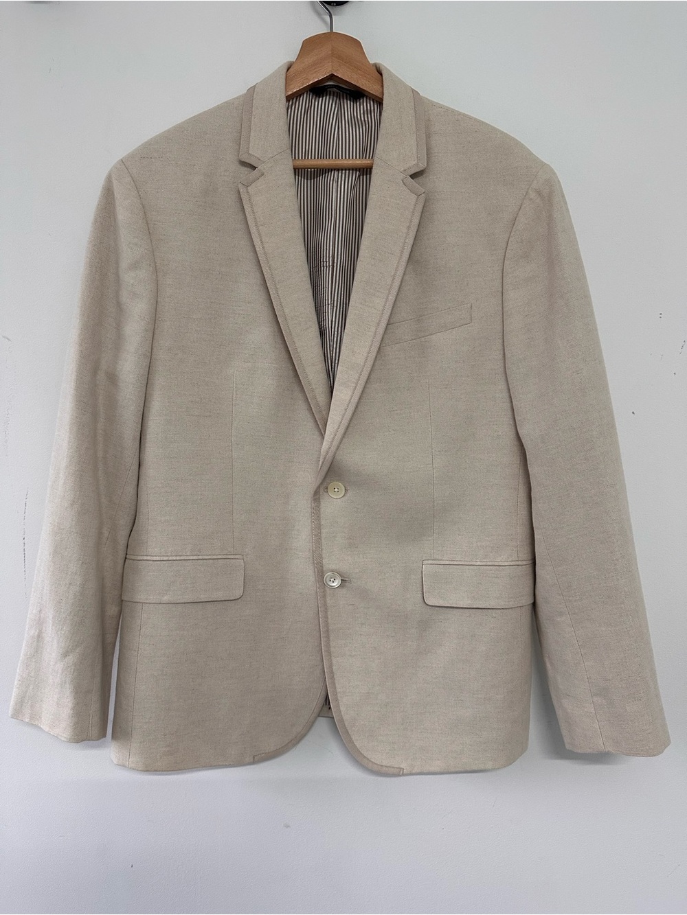 Banana Republic Beige Linen‑Cotton Two‑Button Blazer 42S Smart Casual Tailored